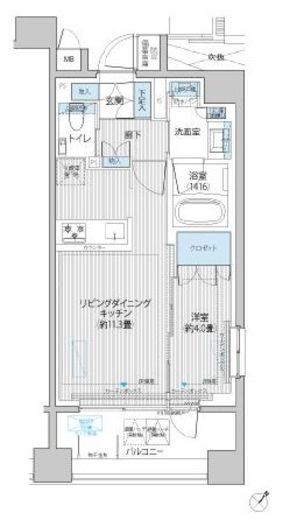 イニシア築地レジデンス 704 間取り図