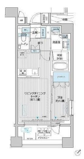 イニシア築地レジデンス 1004 間取り図