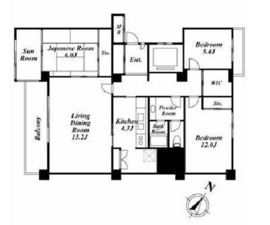 高輪パーク・マンション 5階 間取り図