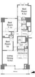 ブランズ麻布狸穴町 6階 間取り図