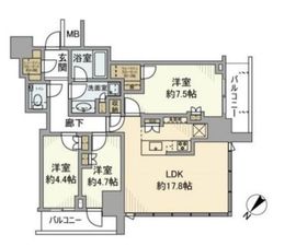 ミッドタワーグランド 3階 間取り図