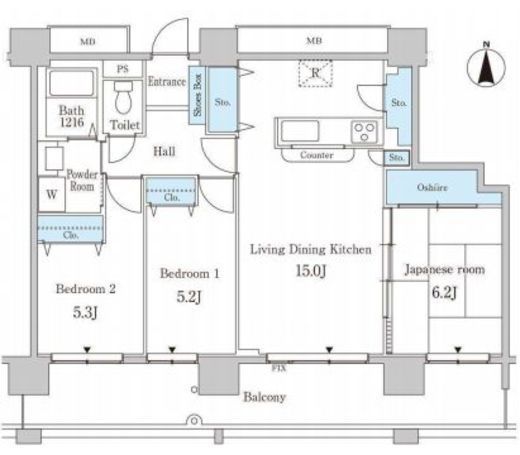 セルリアンホームズ勝どき 2305 間取り図