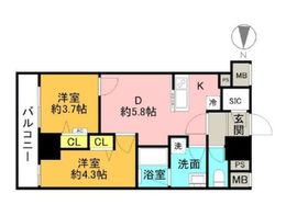 エル・グランジュテ新宿 11階 間取り図