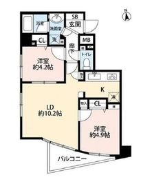 エクセルシオール麻布十番 6階 間取り図