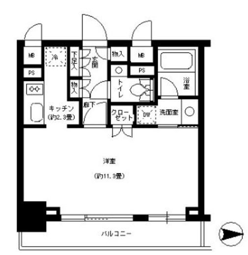 パークキューブ神田 1305 間取り図