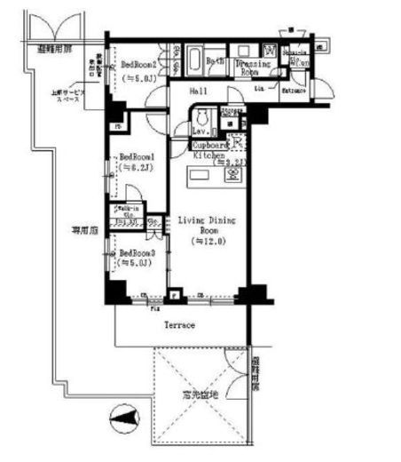 ウェリス市谷加賀町 1階 間取り図