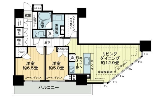 ライオンズ四谷タワーゲート 26階 間取り図