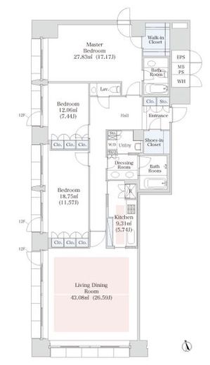 ラ・トゥール半蔵門 1201 間取り図