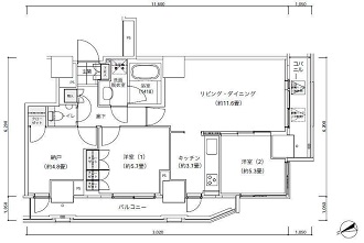 パークキューブ愛宕山タワー 602 間取り図