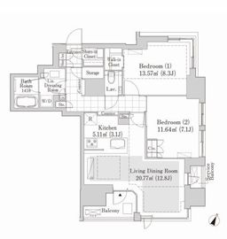 リブクオーレ神保町 1405 間取り図