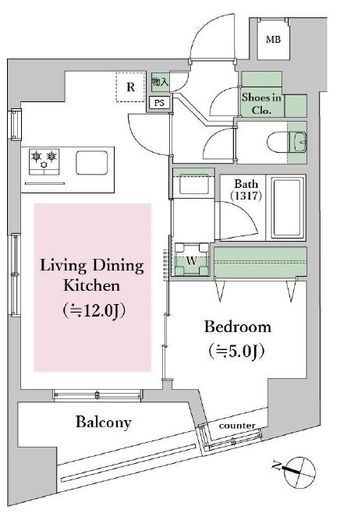 シティインデックス千代田岩本町 2階 間取り図