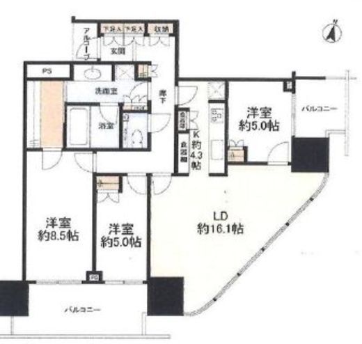 二子玉川ライズタワー 17階 間取り図
