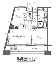 プラウドフラット三軒茶屋 1103 間取り図