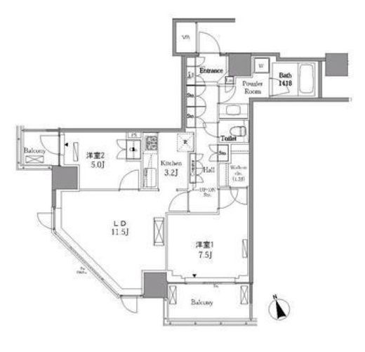 レジディアタワー目黒不動前 1811 間取り図