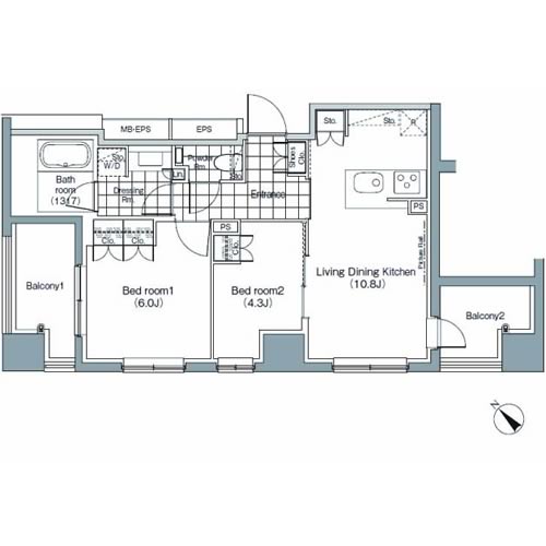 パークハビオ赤坂 1105 間取り図