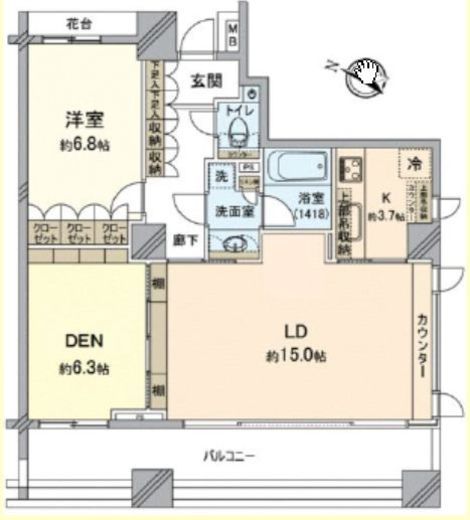 パークホームズ新宿若松町 6階 間取り図