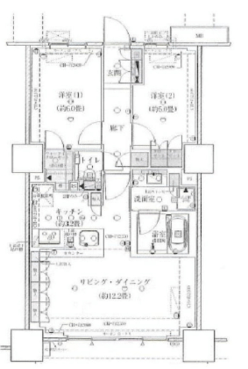 プライムパークス品川シーサイド ザ・タワー 23階 間取り図