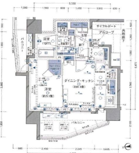 リストレジデンス新御徒町 2階 間取り図