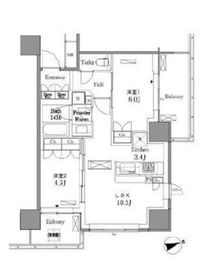 レジディアタワー目黒不動前 1304 間取り図