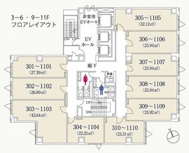 クロスオフィス内幸町 410 間取り図