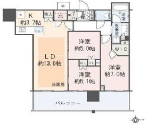 プラウドタワー武蔵小杉 44階 間取り図