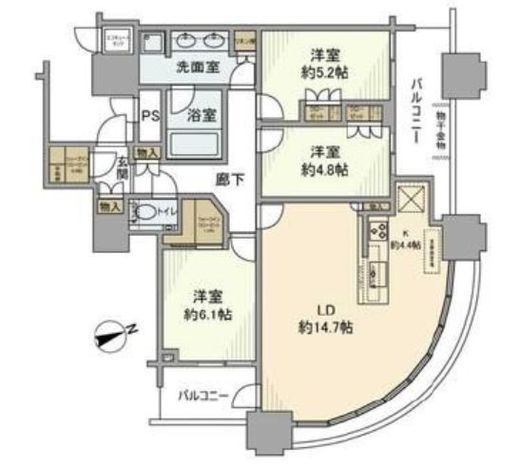 パークシティ武蔵小杉ザ・グランドウイングタワー 27階 間取り図