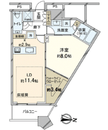 勝どきザ・タワー 19階 間取り図