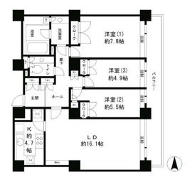 リバーポイントタワー 3402 間取り図