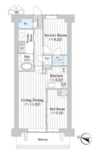 アビティグランデ砧 5階 間取り図