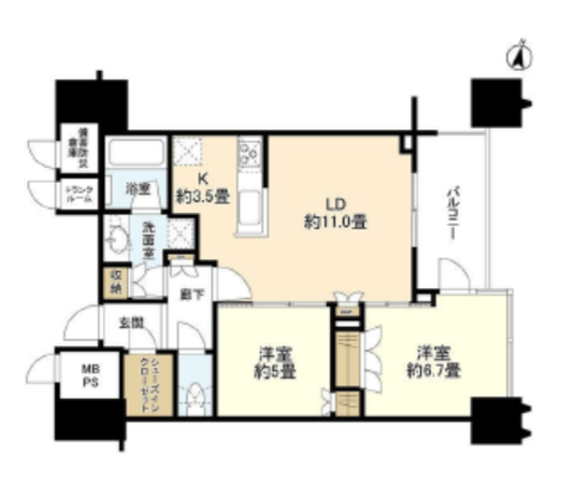 パークコート文京小石川ザ・タワー 8階 間取り図