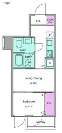 コルティーレ上北沢 206 間取り図