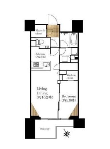 シティハウス中目黒ステーションコート 5階 間取り図