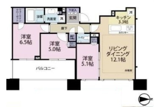 シティタワー武蔵小杉 27階 間取り図
