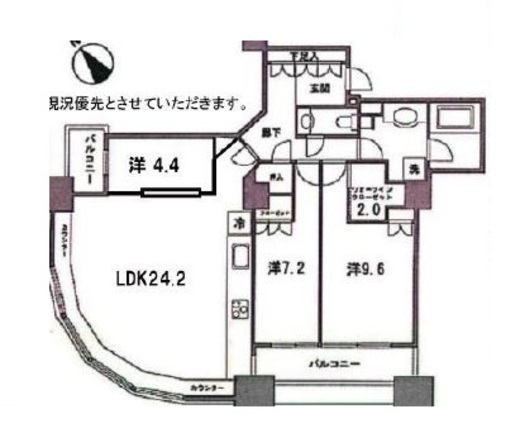 東京ツインパークス レフトウィング 35階 間取り図
