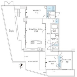 高輪パークハウス コリーヌ 1階 間取り図