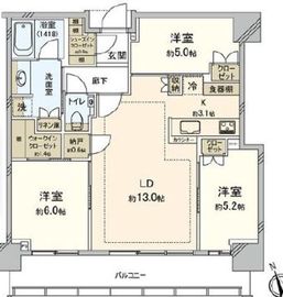 グローバルフロントタワー 18階 間取り図