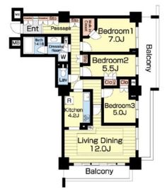 キャナルワーフタワーズウエストタワー 13階 間取り図