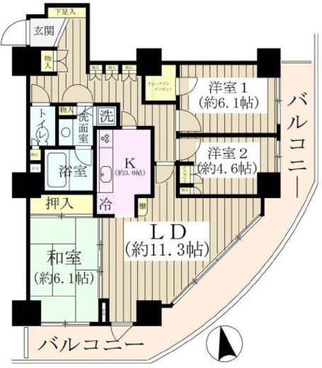 リーデンスタワー 23階 間取り図