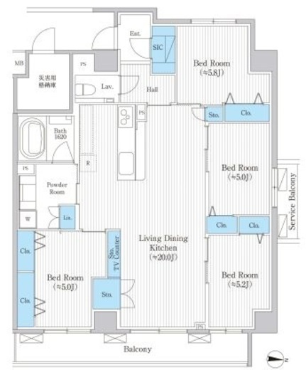 ラフィーヴィル清澄白河 E603 間取り図