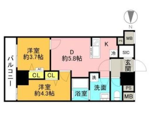 エル・グランジュテ新宿 10階 間取り図