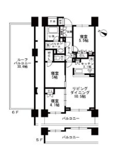 シャンピアグランデ深沢 502 間取り図