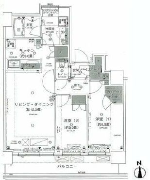 勝どきビュータワー 45階 間取り図