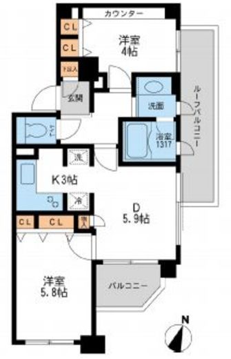 クリオ上野毛ラ・モード 9階 間取り図