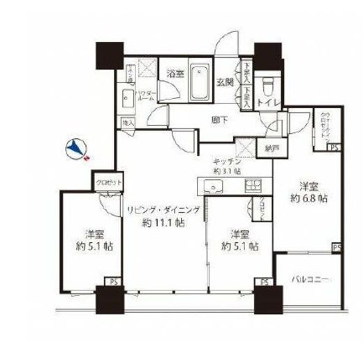 シティタワー武蔵小山 6階 間取り図
