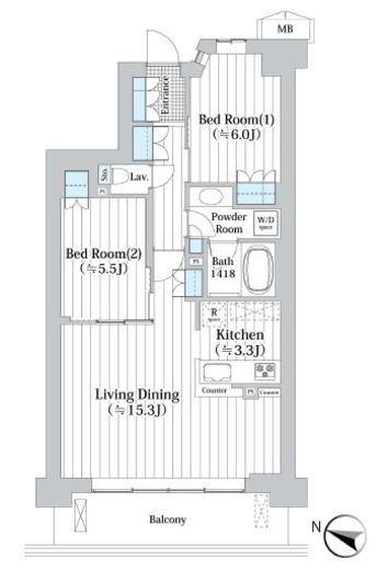 アビティグランデ砧 2階 間取り図