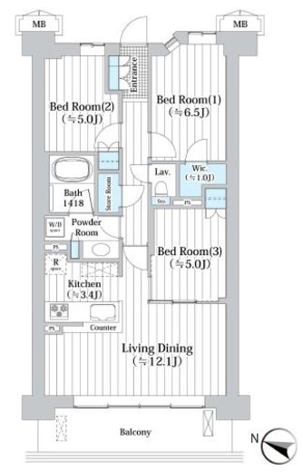 アビティグランデ砧 1階 間取り図