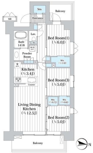 アビティグランデ砧 2階 間取り図