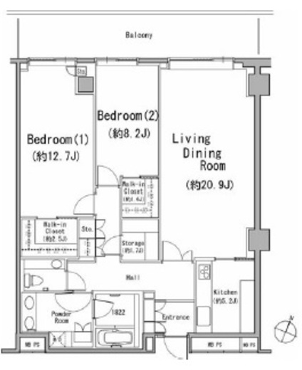二番町パークフォレスト 1204 間取り図