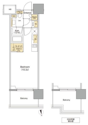ザ・パークハビオ本郷菊坂 506 間取り図