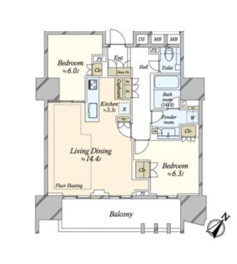 プレミスト東銀座築地アークコート 5階 間取り図